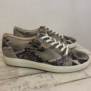 Ecco Soft 7 Leather Snake Print Comfort Sneaker Size 39 (US 8-8.5)